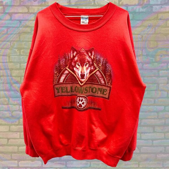 Vintage Wolf Sweatshirt, Yellowstone 90s Crewneck, Size Large - Picture 1 of 4